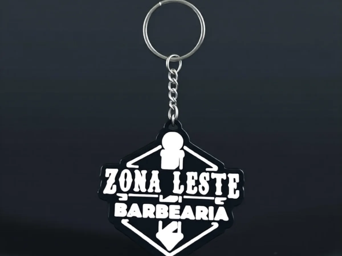 Chaveiro NFC da Zona Leste Barbearia, produzido pela Vinne Store